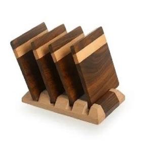 Juego de 4 posavasos clásicos de madera, diseño de forma cuadrada, alfombrillas y almohadillas baratas para tazas de té hechas a mano para uso doméstico al por mayor - Product Image 2
