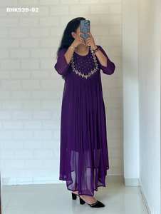 ชุดคุर्ติผ้าจอร์เจตต์ลายดอกไม้ใหม่ล่าสุด พร้อมกระจกแท้และงานฝีมือ ผู้ส่งออกแฟชั่นผู้หญิง ขายออนไลน์ในอินเดีย - Product Image 5