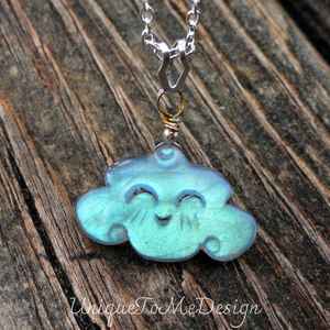 Pendentif en argent sterling sculpté visage labradorite fait à la main conception de nuage de pluie collier de pierres précieuses naturelles cadeau - Product Image 1