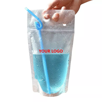 Pochettes de boisson de jus transparentes en plastique à fermeture à glissière refermables transparentes avec pailles