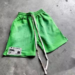 Custom Hoodie Sweat Pickling <b>Shorts</b> 100% Cotton French Terry Distress Patch Rhinestone <b>Long</b> String Sun Faded <b>Shorts</b> for <b>Men</b> - Product Image 3