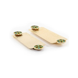 Lot de 2 plateaux en aluminium pour le service des dattes et des aliments avec poignées design Plateaux en métal carré de qualité supérieure pour le service - Product Image 6
