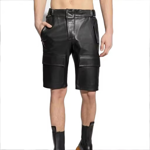 Breathable Leather <b>Shorts</b> Real Leather Slim Fit Gym <b>Short</b> All Custom Waist Size Available <b>Men's</b> Leather <b>Shorts</b> - Product Image 3