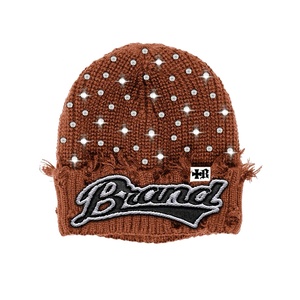 Bonnet de sport en coton épais à bordure effilochée avec logo brodé personnalisé pour l'hiver - Product Image 3