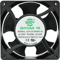 Ventilateur axial AC 120x120x38mm 115/230V AC avec moteur à pôles ombragés, haut débit d'air (CFM), en aluminium moulé sous pression, double roulement à billes