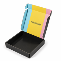 Boîte d'expédition de luxe en carton ondulé noir avec logo personnalisé en feuille d'or pour abonnement cadeau