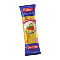 Spaghetti séchés et cuits en pâtes fines Daibah Premium, blé dur égyptien, sans sucre, faible teneur en matières grasses, sachet 500g, durée de conservation 18 mois, 6-9 pâtes