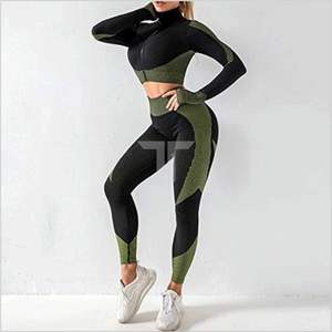 Traje de gimnasio deportivo de Yoga de manga larga para mujer, ropa de Fitness sostenible transpirable sin costuras, conjuntos sólidos de moda, novedad de 2024 - Product Image 3