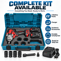 HJT Premium Heavy Duty 21V 1000Nm Torsi Tinggi Tanpa Kabel Brushless 1/2" Drive Impact Wrench Kit untuk Perbaikan Otomotif & Mesin