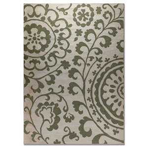 อินดัสบาร์ Adwv-13017 พรมขนสัตว์วิสโคสสีเขียวลายดอกไม้ พรมปูพื้นห้องโถงสำหรับตกแต่งห้องนั่งเล่นในบ้าน 10 มม. - Product Image 1