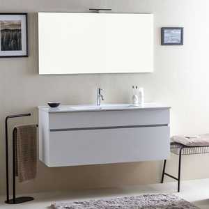 Mobile Bagno Moderno da 120 cm con Lavabo e Specchio Shanghai, Set in Legno Bianco - Product Image 1