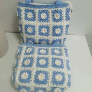 Sac fourre-tout en coton tricoté au crochet fait main pour femme, motif floral, style Amigurumi, sac de rangement décontracté, sac hobo ajouré, motif carré Granny Square - Product Image 6
