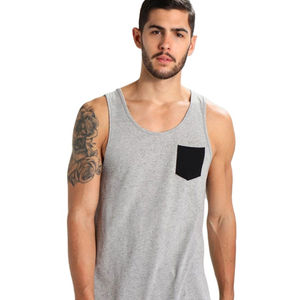 <b>Men</b> <b>Tank</b> <b>Top</b> Grey with <b>Black</b> Pocket Soft Cotton Fabric Sleeveless Casual Style Ideal for Summer Custom Design Available <b>Tank</b> <b>Top</b> - Product Image 6