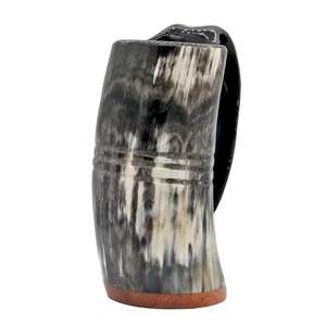 Taza vikinga auténtica de cuerno de búfalo, Base de madera hecha a mano, talla pulida para fiestas, Recreaciones históricas, festivales, coleccionistas - Product Image 4