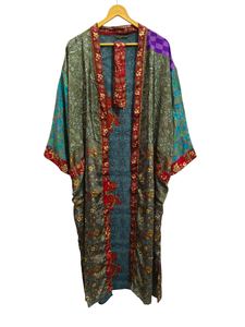 <b>Swim</b> Wear Soft Silk Bathrobe Multi Color <b>Robe</b> Night Wear <b>Robe</b> Indian Vintage Recycled Silk Sari Kimono, - Product Image 6