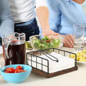 Servilletero plano para mesa, servilletero de granja para cafetería con brazo ponderado, servilletero ponderado de madera para cocina - Product Image 6