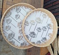 Paniers en rotin sur mesure avec bases en résine disponibles en tailles et formes assorties avec de multiples motifs adaptés aux magasins à domicile