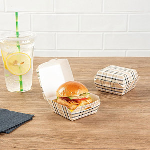 Mini boîtes à hamburger de 2.8x2.8x2 pouces, récipients alimentaires-couvercle à charnière, jetables, boîtes à emporter en papier à carreaux, curseurs de service - Product Image 3