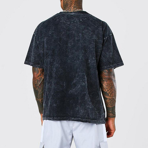 2024 nouveau Design Logo personnalisé hommes en détresse t-shirt Logo personnalisé poids lourd Streetwear lavage à l'acide t-shirts pour hommes - Product Image 2