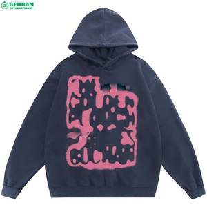 Sweat-shirt unisexe vintage d'hiver à capuche effet vieilli avec strass personnalisés, épaules tombantes, 100 % coton molletonné/éponge française, écologique - Product Image 5