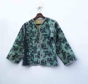 เสื้อแจ็คเก็ตคันธาทำมือจากอินเดีย ขายส่ง เสื้อโค้ทสไตล์ชาติพันธุ์สำหรับผู้หญิง ใส่ได้ทั้งสองด้าน เหมาะสำหรับฤดูหนาว - Product Image 4