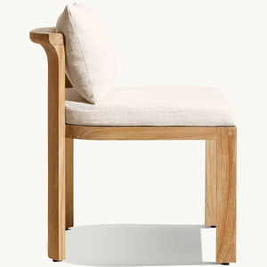 Silla individual sin brazos de madera de teca con estilo moderno, adecuada para uso en jardín o para restaurantes al aire libre. - Product Image 3