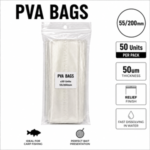 Sacs PVA 55x200mm 50µm 2000 unités, dissolution rapide, solubles dans l'eau, pour appâts de pêche à la carpe en eau douce, sans résidus, 30-60 secondes - Product Image 2
