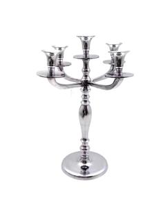 Candelabros de centros de mesa de alta calidad en candelabro de color plateado de acero inoxidable con bola de cristal a la venta - Product Image 5