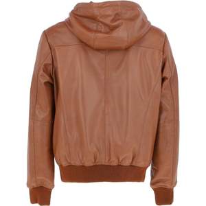 Chaqueta Hombre Cuero Con Capucha Black and Tan Super Bomber - Product Image 6
