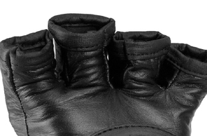 Black Leather MMA Gloves Half Finger <b>Velcro</b> Closure Unisex for Martial Arts - Product Image 5