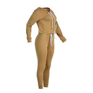 Conjunto de dos piezas de invierno para mujer, chándal con jersey con capucha, ropa deportiva cálida de manga larga en oferta - Product Image 4