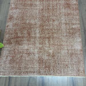 3.6x6.4 ft Turkish Rug, Vintage Accent Rug, <b>Brown</b> White Floral <b>Wool</b> Rug - Product Image 2