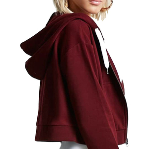 Venta al por mayor de colores lisos de alta calidad 100% de algodón polar con capucha de marca personalizada de diseño propio de manga larga con cremallera mujeres sudaderas con capucha - Product Image 2