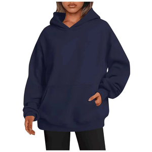 Sudadera con capucha de talla grande de algodón 100% de peso pesado para mujer con diseño personalizado/sudaderas con capucha holgadas transpirables con logotipo personalizado para mujer para invierno - Product Image 4