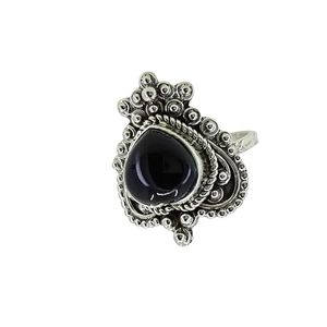 Navya Craft Handmade 10mm Black Onyx Heart Shape 925 Sterling Silver Boho Women's <b>Statement</b> <b>Ring</b> Gemstone Gift for Women - Product Image 1