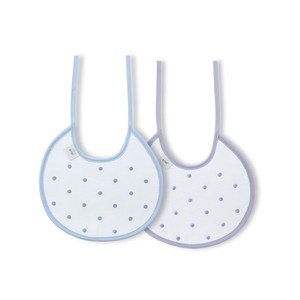 Set di bavaglini in tessuto 100% cotone 0-12 mesi grigio e blu confezione da 2 unità - Product Image 1