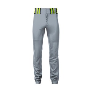 Pantalon de baseball gris respirant en polyester pour homme, coupe régulière, couleur unie, taille plus, protection UV, toutes saisons, avec bordure néon et fermeture éclair. - Product Image 2