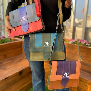 New Arrival Western Colored Recycled Leather Handbags Multi Color Purse Women's Stylish <b>Unique</b> Multi Colored Shoulder Sling <b>Bags</b> - Product Image 1