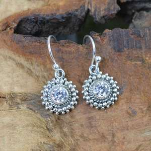 Topacio blanco 925 plata esterlina corte piedras preciosas gancho pendientes joyería hecha a mano regalo para mujeres para todas las ocasiones - Product Image 3