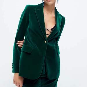 Blazer Largo para Mujer, Nuevo Diseño, Alta Calidad, Elegante, Azul, Terciopelo, Tejido Sólido, Antiarrugas, Transpirable, Bordado 3D, Un Solo Botón - Product Image 4