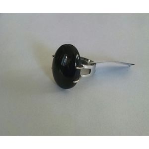 Shah Gems Women's Natural Black Onyx <b>Ring</b> 925 Sterling <b>Silver</b> Gemstone Bezel <b>Set</b> <b>Ring</b> Free Size for Gift - Product Image 1