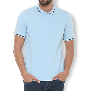 Vêtements pour hommes en gros personnalisés de haute qualité à manches courtes pour T-shirts polo avec col brodé tissu tricoté à motif solide - Product Image 1