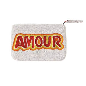 Élégant artisanat broderie rouge et blanc perlé AMOUR petit portefeuille sac de luxe Premium Unique nouveau Design par Hiba Enterprises - Product Image 1