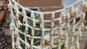 Chaddar traditionnel élégant en filet floral pour l'entrée de la mariée, décoratif, thème de mariage Bollywood, cadeau de mariage - Product Image 4