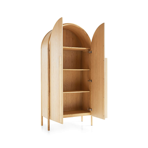 Armoire moderne en bois massif avec design cintré, double porte, rangement pour chambre à coucher, salon, meubles - Product Image 5