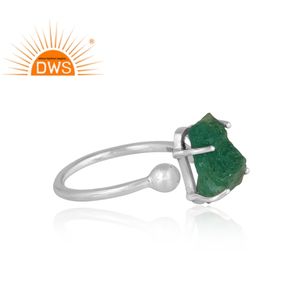 Anillo ajustable de piedras preciosas de Esmeralda Natural de plata de ley fina superventas, joyería para mujer, regalo para ella - Product Image 3