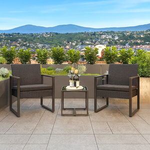 Ensemble de chaises et tables de jardin résistantes aux intempéries, chaises d'extérieur durables en métal et rotin pour patio, jardin, balcon et jardin - Product Image 4