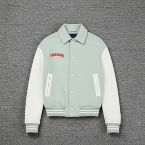 Nueva chaqueta universitaria de lana de algodón 2025 100% para hombre, chaqueta universitaria de hombre con logotipo impreso DTF personalizado, chaqueta universitaria de bloque de color de peso pesado - Product Image 6