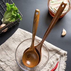 Cucharón de madera de 2 piezas para cucharas de cocina-Cuchara de cocina de 14 pulgadas de largo y las mejores cucharas de madera de 11 pulgadas para servir profundamente grande - Product Image 4