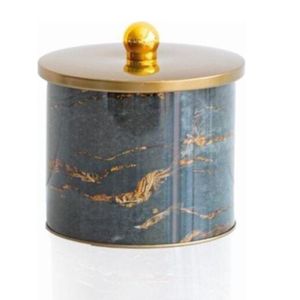 กระป๋องโลหะทรงกลมแบบ1.7L พร้อมที่จับลูกบิด Ø140x125mm สีร็อคและสีทอง - Product Image 2